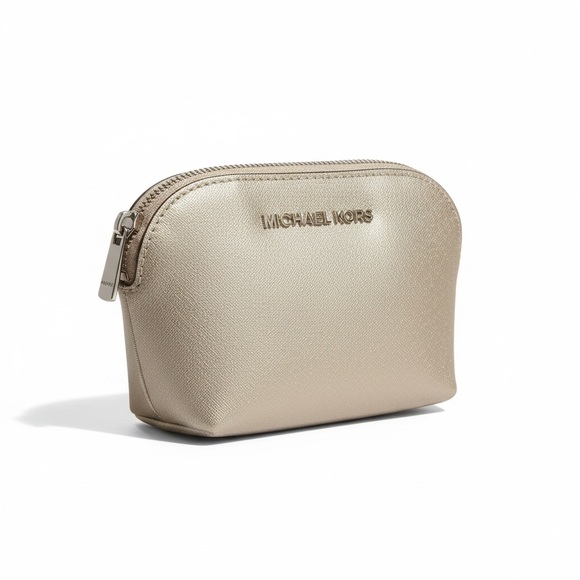 Michael Kors Handbags - Michael Kors Silver Metallic Cosmetic Bag